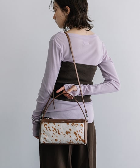 【B-25345】BEAURE Calf Hair Combination ボストン Bag