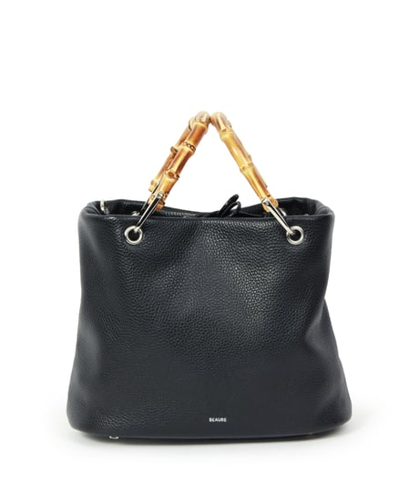 【B-25042】BEAURE カウレザー バンブー ハンドル バケット BAG