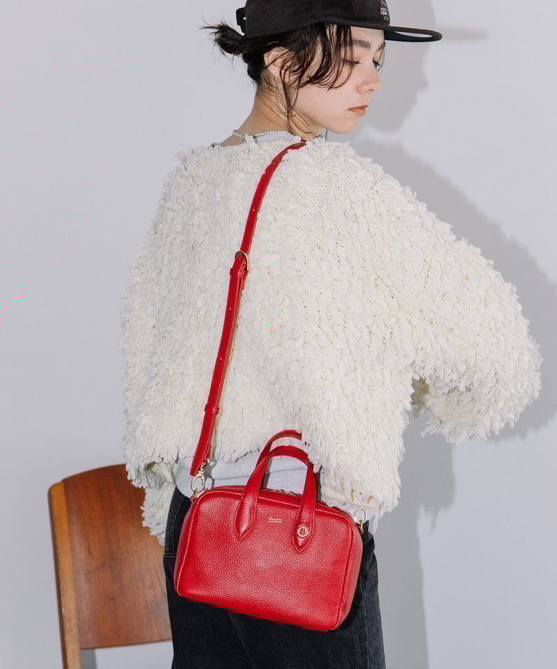 B-24332】BEAURE カウレザー スクエア ミニボストン型 ショルダー