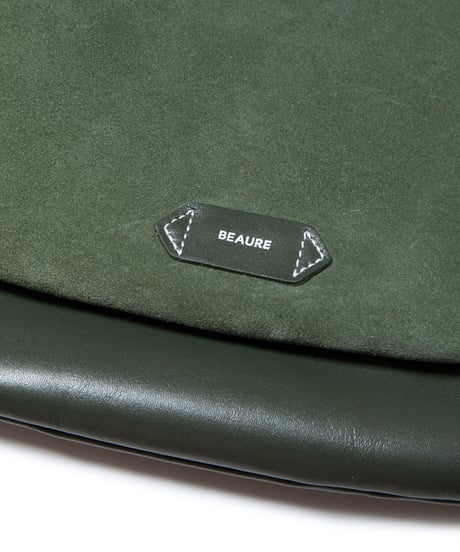【B-23447】BEAURE カウレザー 薄マチスエードショルダー