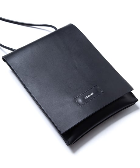 【B-23335】BEAURE ヌメ革 フラップ スマホ ショルダー