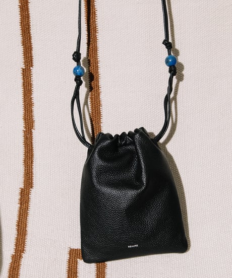 【B-25038】BEAURE カウレザー ナチュラスストーン ドローストリング BAG