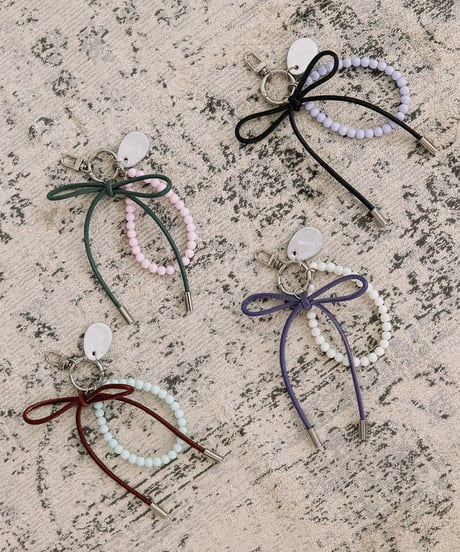 【B-25302】BEAURE Leather Ribbon Pearl チャーム