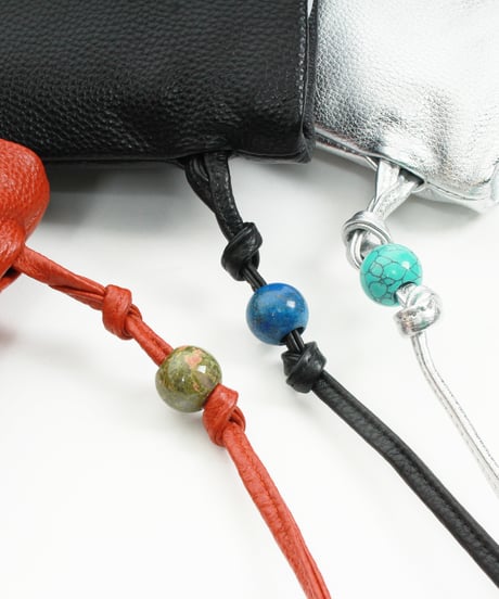 【B-25038】BEAURE カウレザー ナチュラスストーン ドローストリング BAG