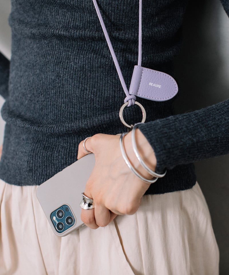 B-23114】BEAURE レザー モバイル＆マスクストラップ ショルダー