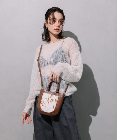 【B-25346】BEAURE Calf Hair Combination Pocket トート Bag