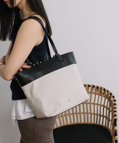 【B-26159】BEAURE リネンコンビ 2WAYハンドル A4 トート