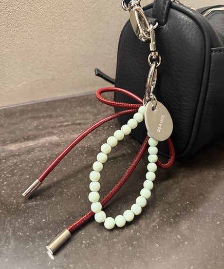 【B-25302】BEAURE Leather Ribbon Pearl チャーム