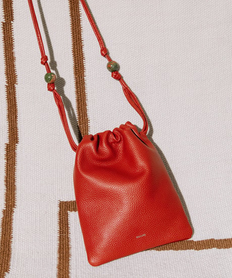 【B-25038】BEAURE カウレザー ナチュラスストーン ドローストリング BAG