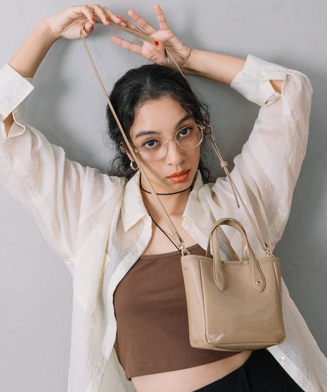 【B-25068】BEAURE エナメル 2WAY ミニ トート