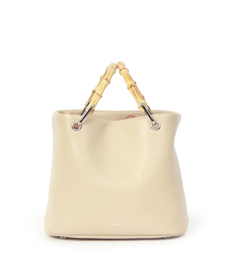 【B-25042】BEAURE カウレザー バンブー ハンドル バケット BAG