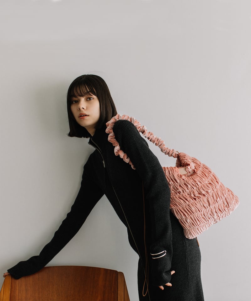 B-24347】BEAURE ベロア ギャザー A4トート | BEAURE OFFICIA