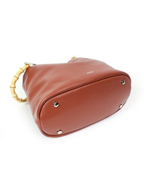 【B-25042】BEAURE カウレザー バンブー ハンドル バケット BAG