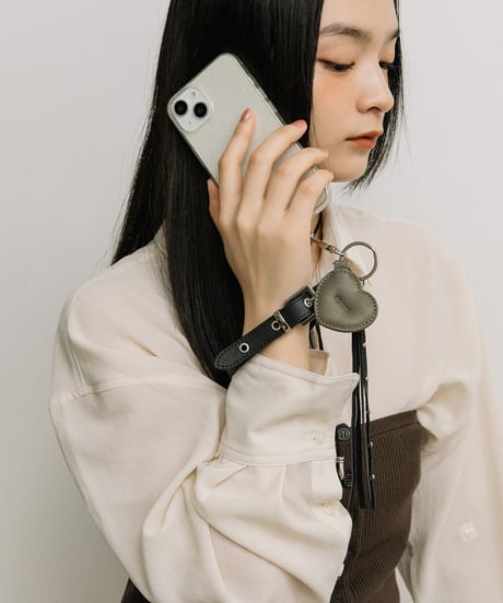 【B-26108】BEAURE ハート レザー ストラップ チャーム