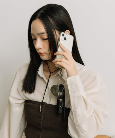 【B-26108】BEAURE ハート レザー ストラップ チャーム