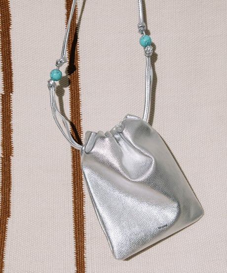 【B-25038】BEAURE カウレザー ナチュラスストーン ドローストリング BAG