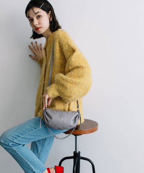 【B-23531】BEAURE　カウレザー　ハートスタッズ2WAYショルダーバッグ