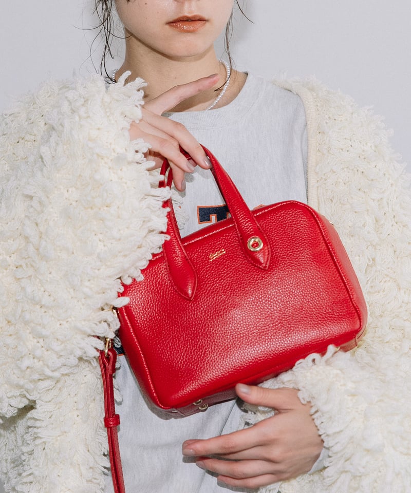 B-24332】BEAURE カウレザー スクエア ミニボストン型 ショルダー