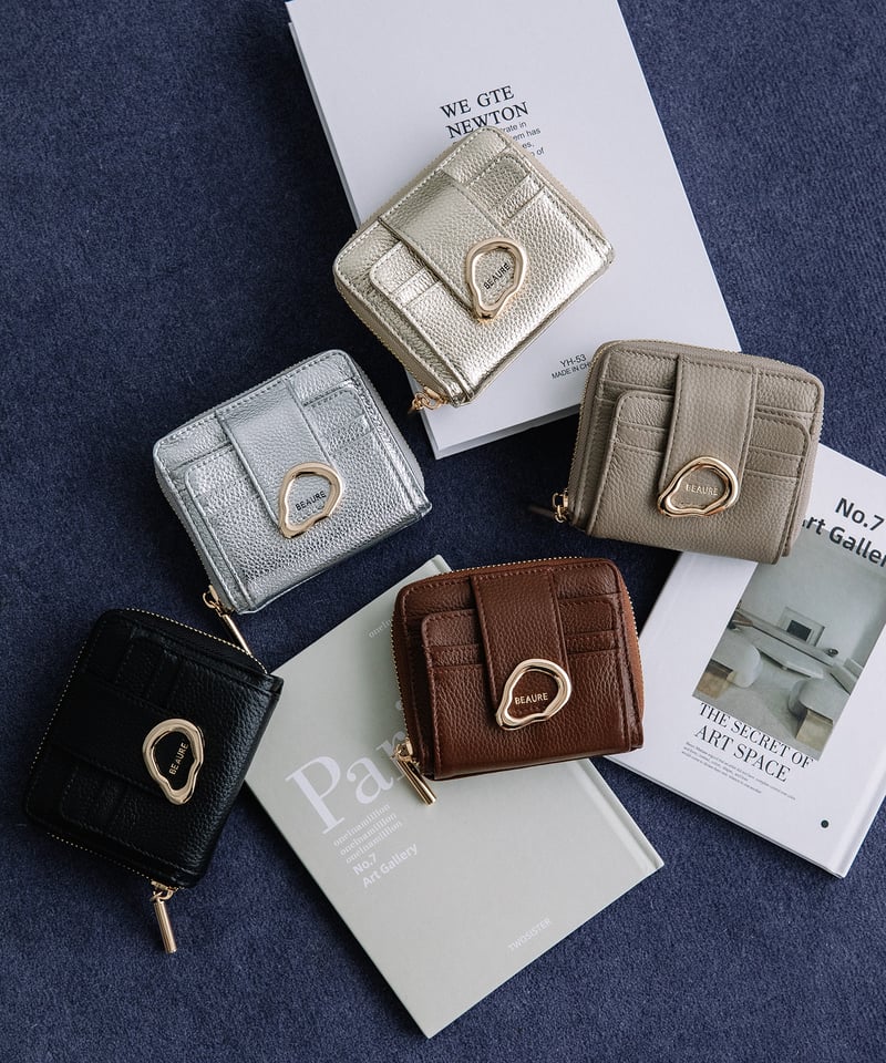 カウレザー2つ折り財布　ゴールド Beau're（ヴュレ） 財布 BEAURE カウレザー 二つ折り 財布 レディース