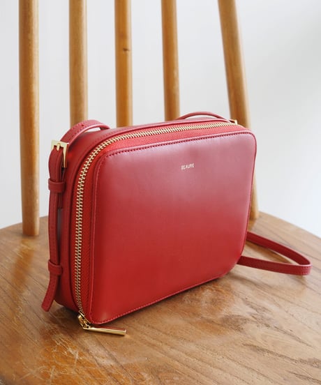 【B-24235】BEAURE シープレザー スクエアウォレットショルダー