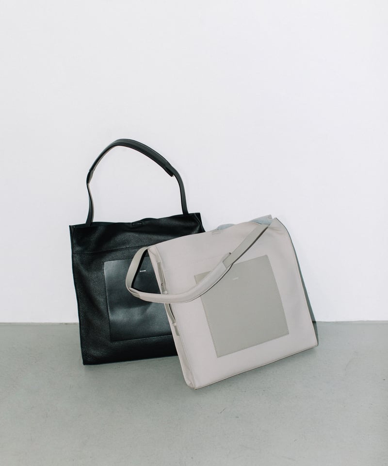 Beaure ブラックレザー トートバッグ 外ポケット付き FREAK'S STORE｜BEAURE/別注 カウレザー 2WAY A4トート 【レザー