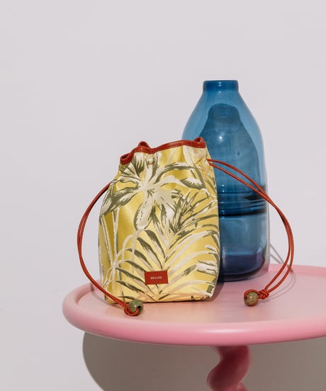 【B-25058】BEAURE ボタニカル ジャガード ドローストリング BAG
