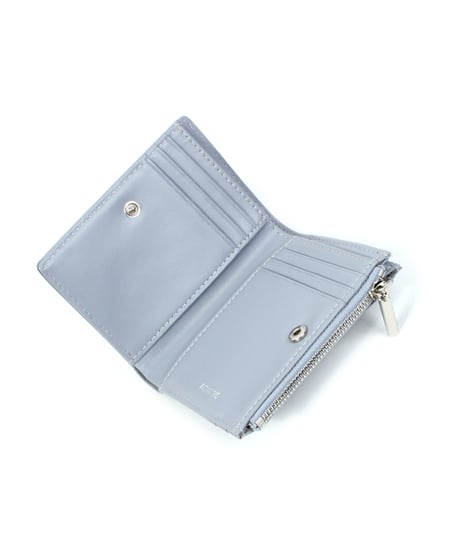 【B-23530】BEAURE　カウレザー　ハートスタッズ二つ折りコンパクトウォレット