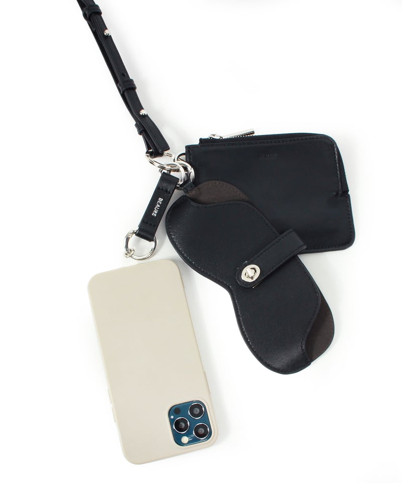 B-25007】BEAURE シープレザー グラスケース付き マルチ ストラップ