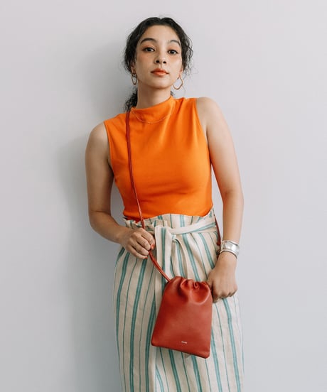 【B-25038】BEAURE カウレザー ナチュラスストーン ドローストリング BAG