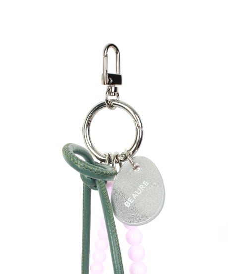 【B-25302】BEAURE Leather Ribbon Pearl チャーム