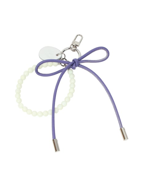 【B-25302】BEAURE Leather Ribbon Pearl チャーム