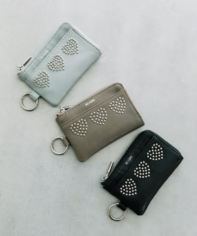 B-24027】BEAURE カウレザー ハート スタッズ マルチ フラグメント