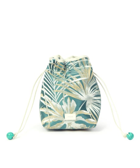 【B-25058】BEAURE ボタニカル ジャガード ドローストリング BAG