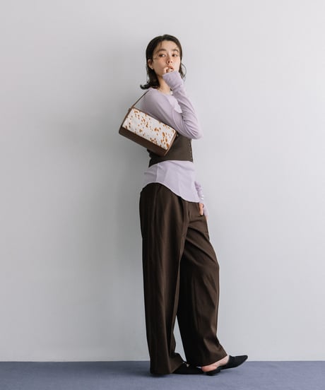 【B-25345】BEAURE Calf Hair Combination ボストン Bag