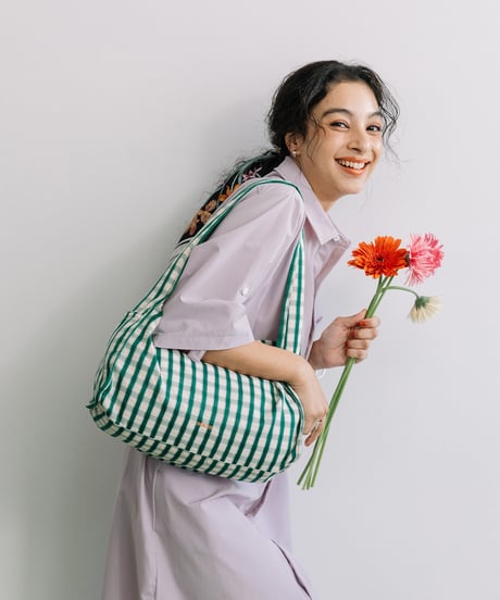 【B-25046】BEAURE ギンガムチェック HOBO BAG