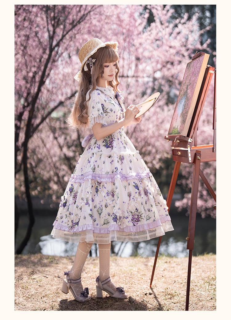 オリジナル【春日礼盒】花嫁 華麗な シフォン ロリータ ワンピース　L174＃ オリジナル【春日礼盒】花嫁 華麗な シフォン ロリータ