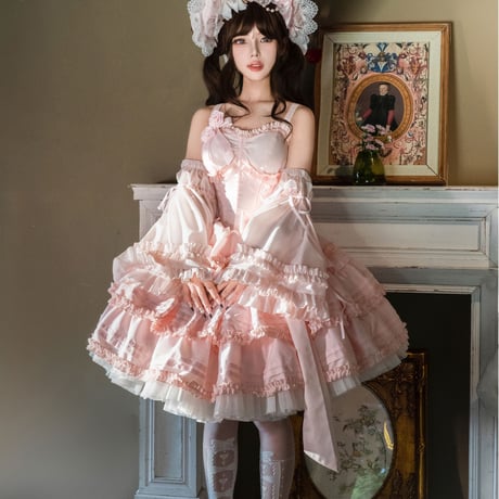 rococo s closet 羊当・四季の花々　ジャンパースカート　黒×グレー rococo s closet 羊当・四季の花々 ジャンパースカート 黒×グレー