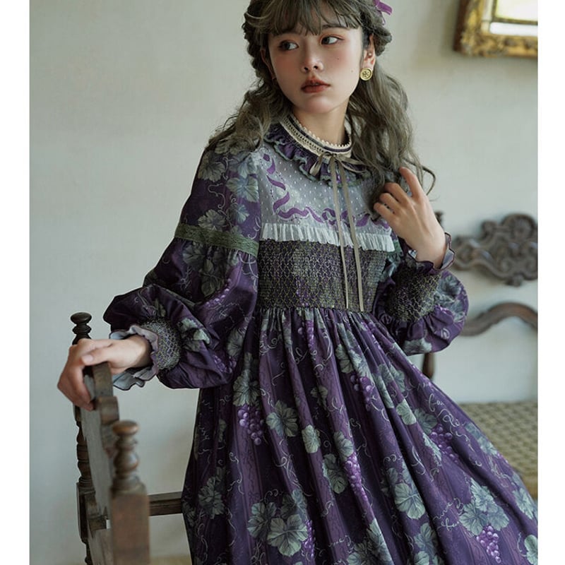 仲夏物語　ロワールのブドウ園　セーラー襟　ジャンパースカート　パープル 仲夏物語 ロワールのブドウ園 ダークパープル セーラー襟 ジャンパー