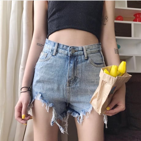 ダメージデニムショートパンツ