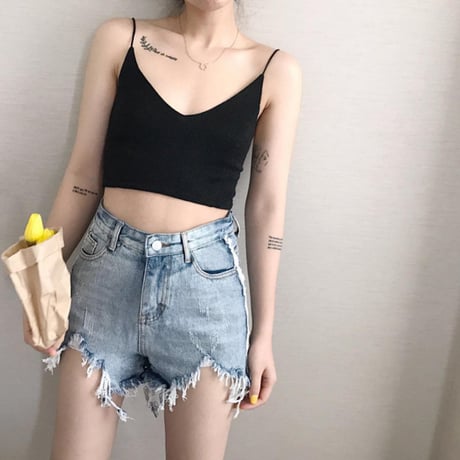 ダメージデニムショートパンツ