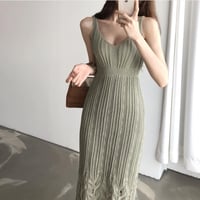 透け編みロングワンピース