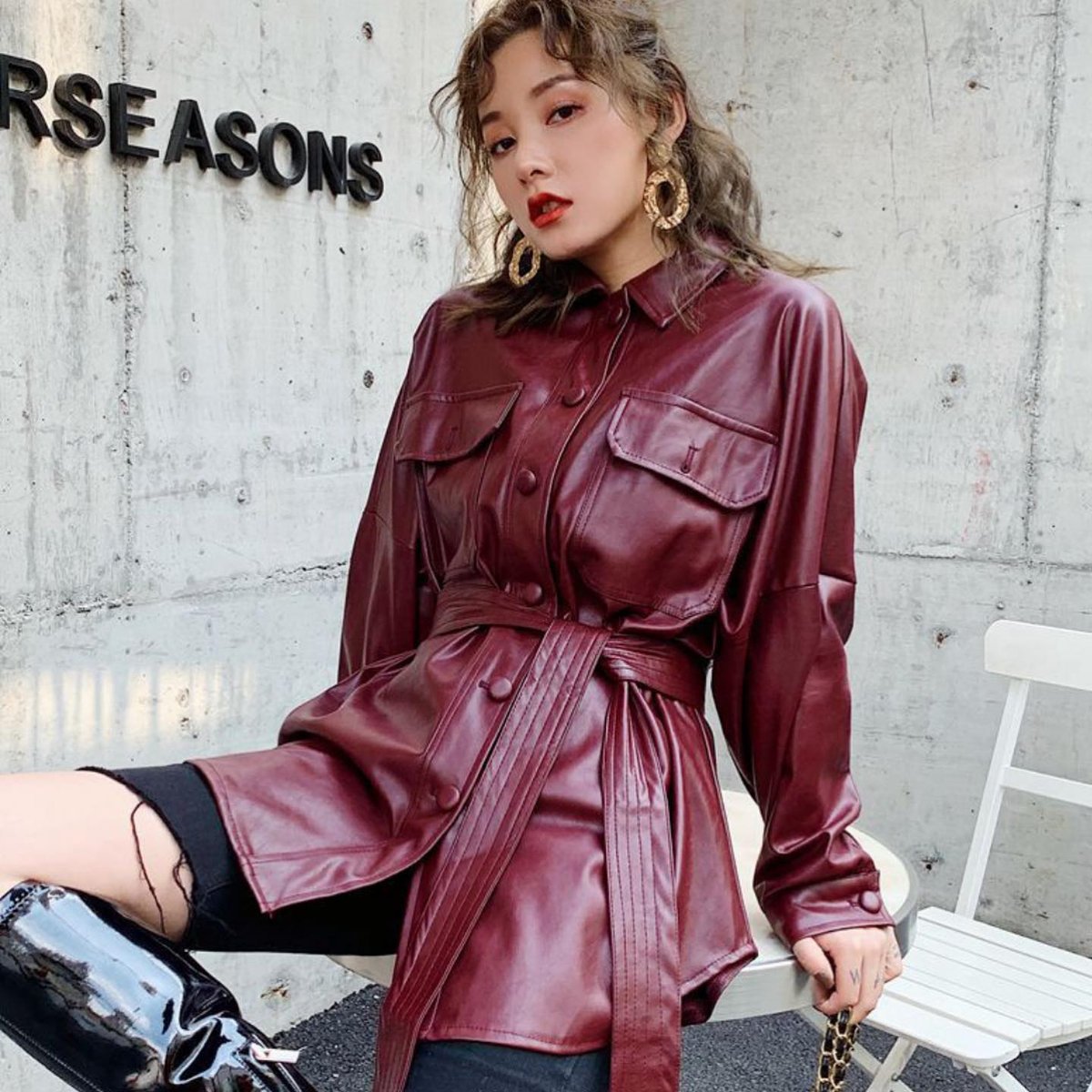 2024秋　レザージャケットと 2024ローズミディワンピースセット レザージャケットワンピース | Diana Official