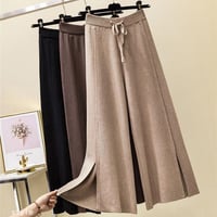 スリット入りニットワイドパンツ