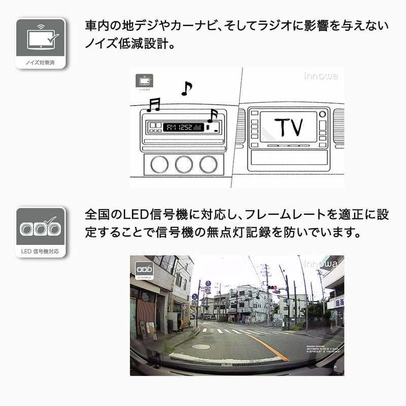 innowa Journey Plus S ドライブレコーダー 前後 デュアルカメラ フルHD