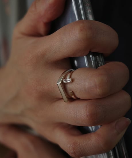 square cz open ring