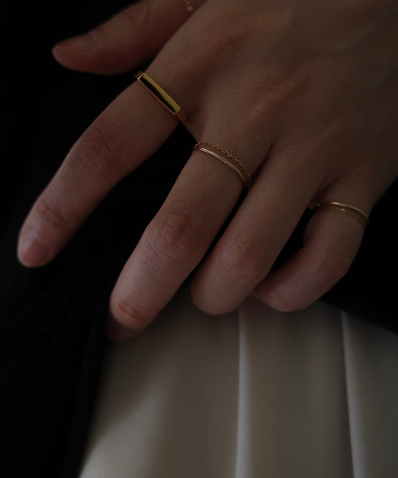 3set chain ring gold | unique