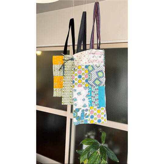 Patchwork Bag USA Vintage Fabric. Middle. パッチワー