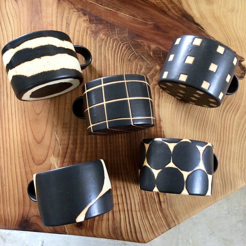 沖縄の陶器・やちむん】 陶factory509 モノクロカップ チェック | 沖縄