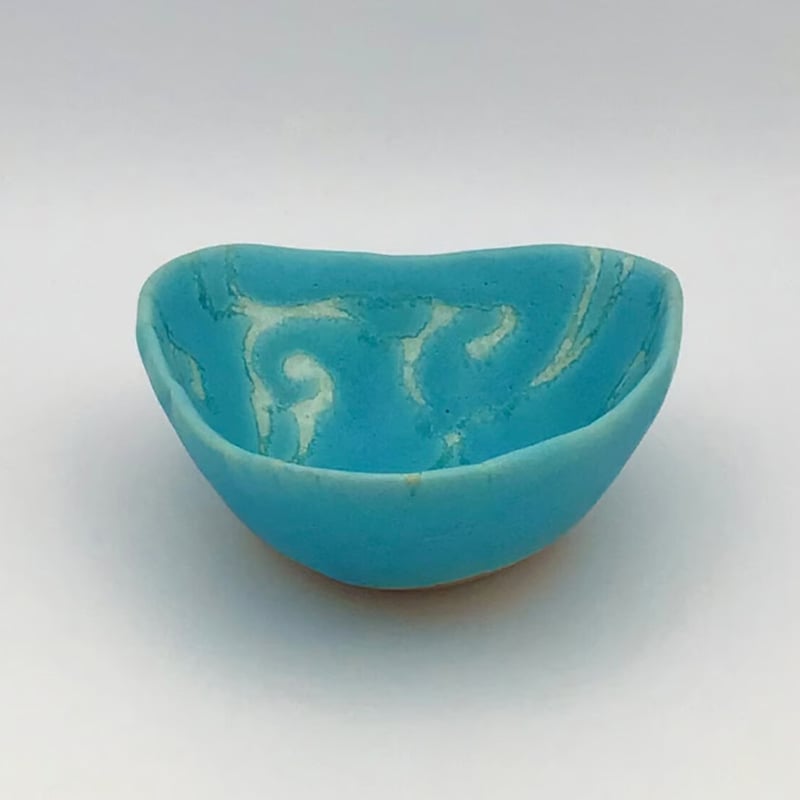 青森 作家の手描きトラノオ絵付け 　　　　 大きな陶器ボウル 青森 作家の手描きトラノオ絵付け 大きな陶器ボウル