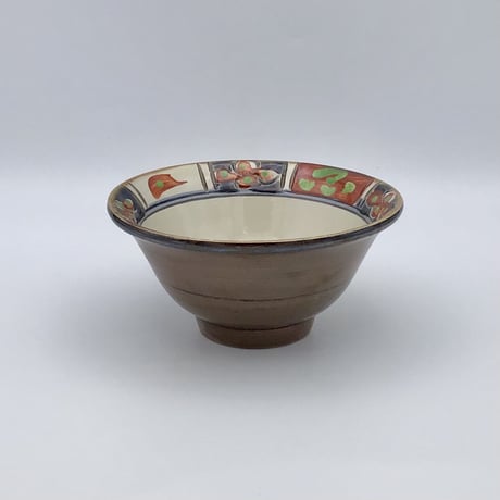 【沖縄の器・やちむん・壺屋焼】　國場陶芸　赤絵　4.5寸　広鉢　E